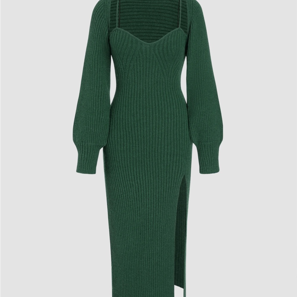 Elegant Green Knit Dress